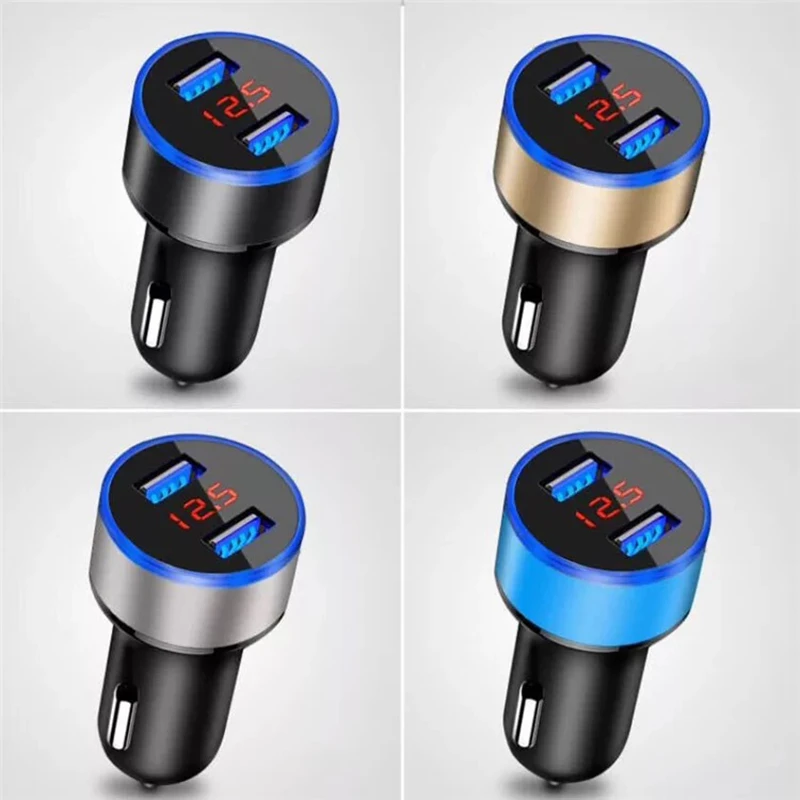 Автомобильное зарядное устройство с двумя usb портами 2020 3 1 А 2 порта ЖК дисплей 12 24
