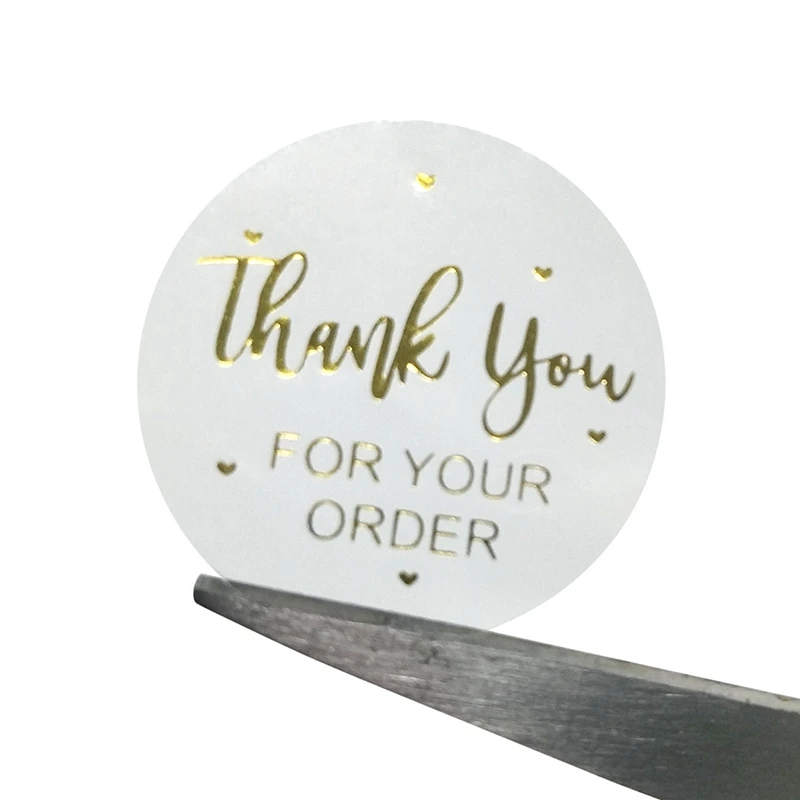 

500Pcs/roll Gold Foil Thank You Small 1 inch Stickers Envelope Sealing Label Stickers Stickers For Business Cards Wedding Decor