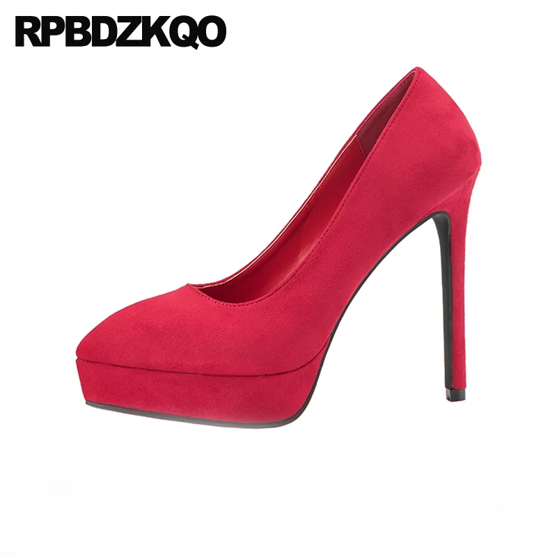 Туфли женские замшевые на платформе заостренный носок без застежки