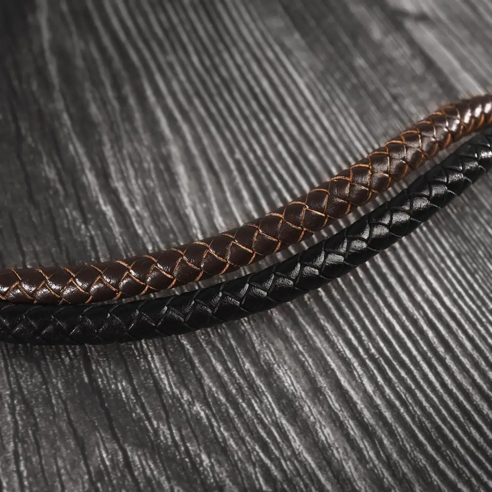 1 м 7 мм круглый черный плетеный кожаный браслет веревка шнур для браслета