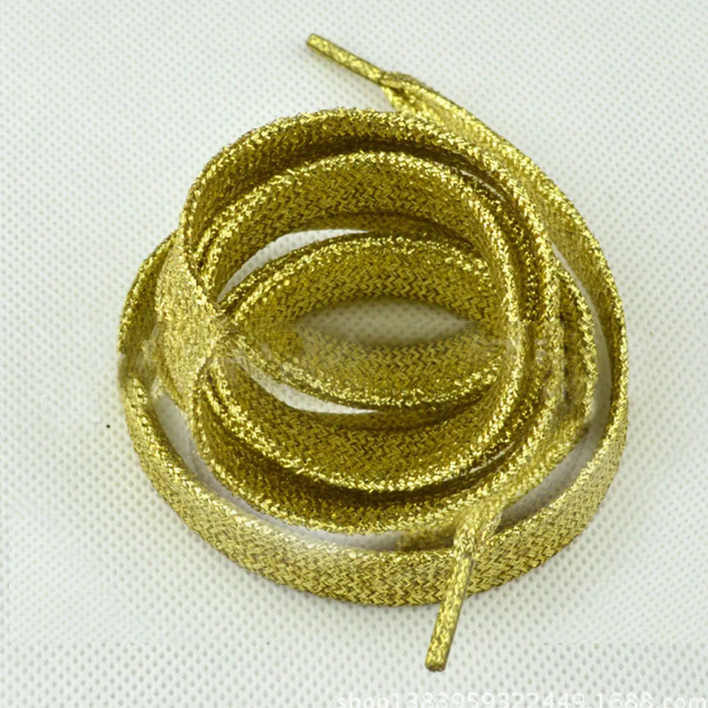 1 Pairs Women Flat Golden Silver Shoe Laces Super Long Daily Party Camping Shoelaces Growing Canvas Strings Flat Laces