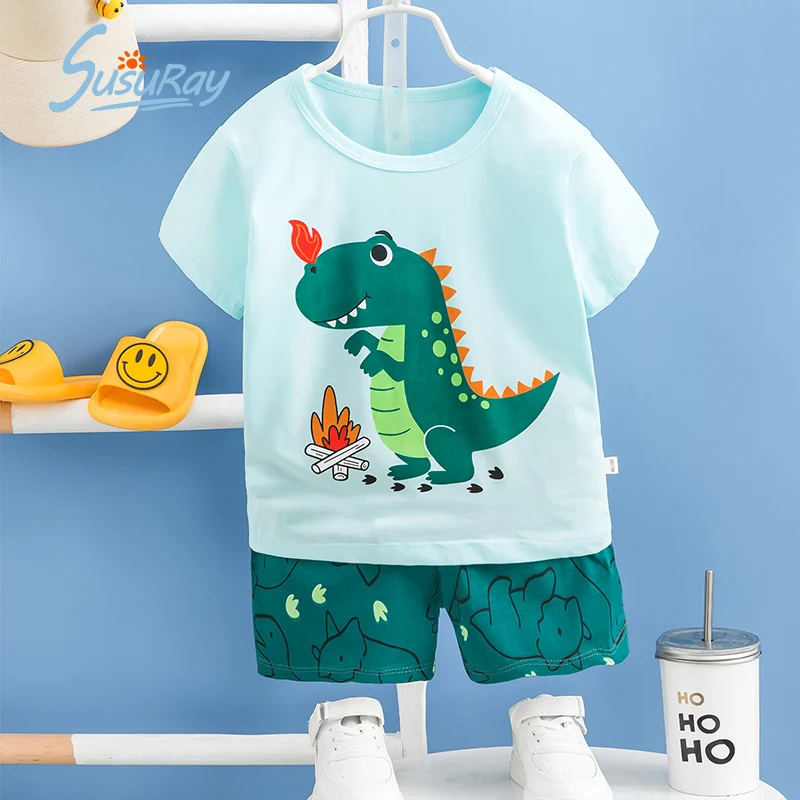 

Susuray Summer Boys Pajamas Set Baby Cartoon Short Sleeve Children Sleepwear Cotton Kids Girl Pyjama Sleeping Suits Boy Clothes