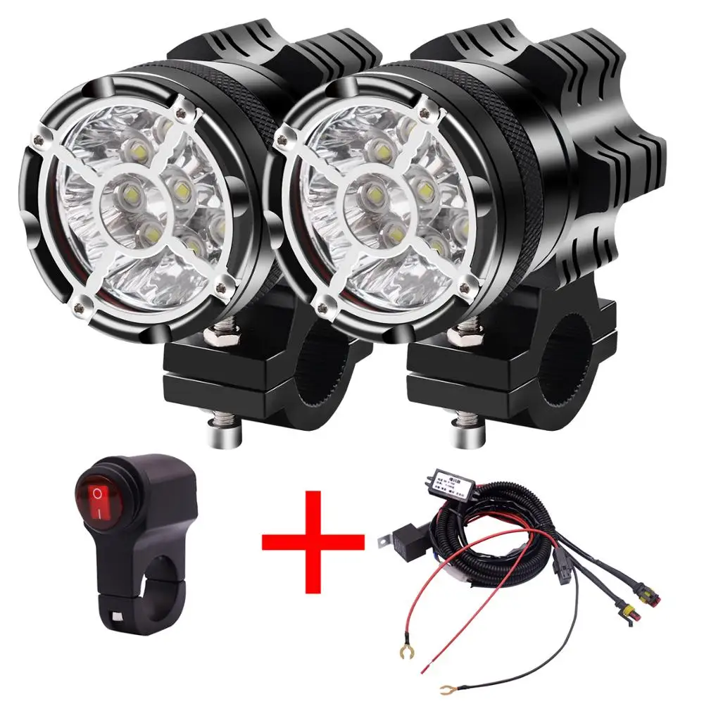 2PCS Headlights 2 шт., Универсальный 9 чипов, светодиодный фонарь для мотоцикла, 7800 лм, мото прожектор, водонепроницаемый, противотуманная фара, лампа для заездов, супер яркая - Цвет: 2PCS Headlights