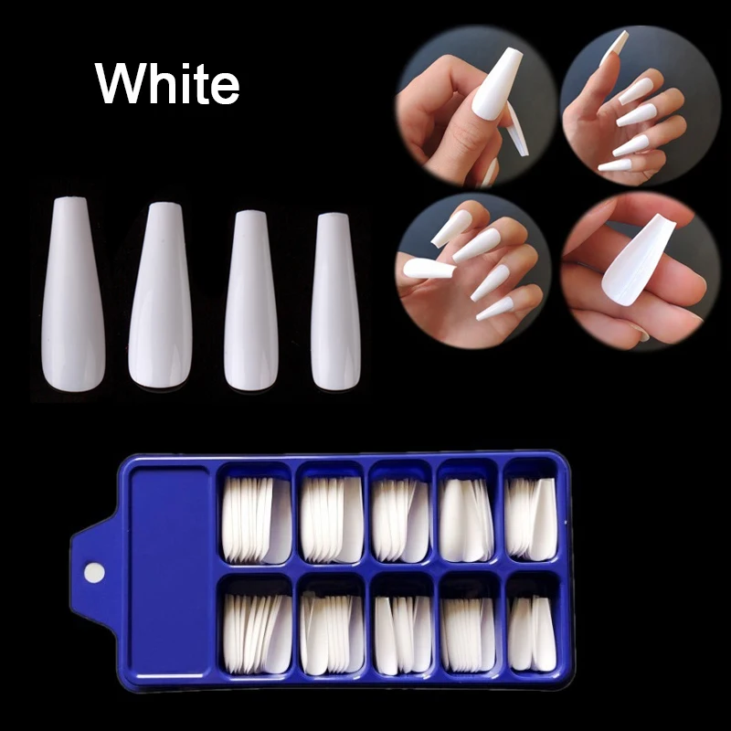 100 шт./компл. полное покрытие Длинные накладные ногти балерины гроб квадратные