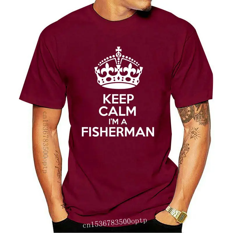 

Футболка мужская с надписью Keep Calm I'm A FishER man, смешная футболка с рисунком рыбы на день рождения, с коротким рукавом