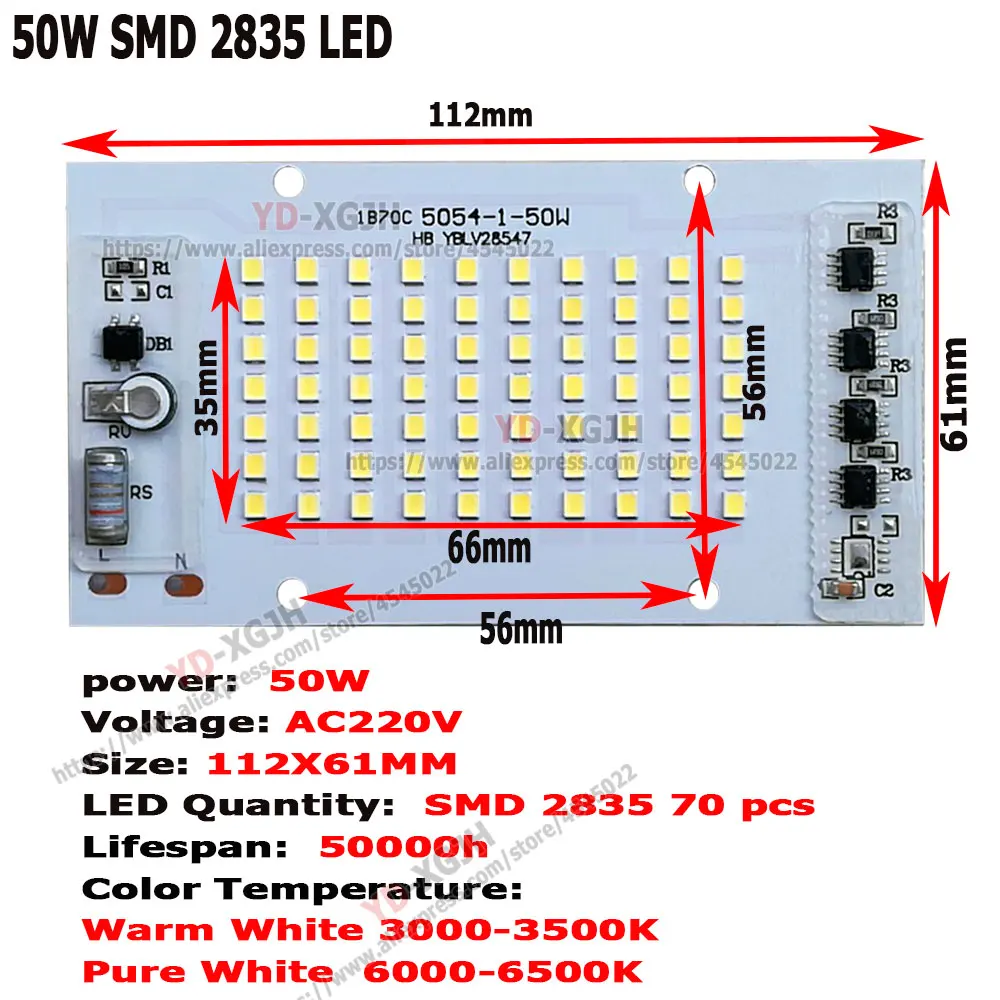 20W30W50W100W150W200W умная IC SMD чипы Светодиодные лампы SMD2835 AC220V 5054 DIY для наружного
