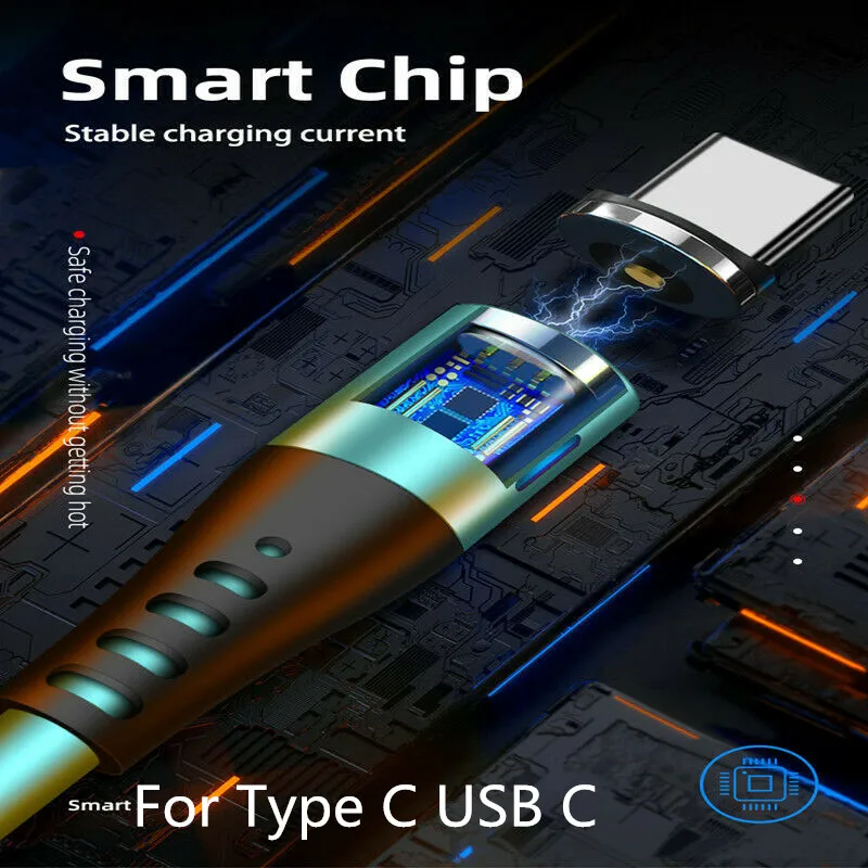 Магнитный USB кабель для быстрой зарядки и передачи данных 1 м 360 ° Type C Samsung Galaxy S8 S9 S10
