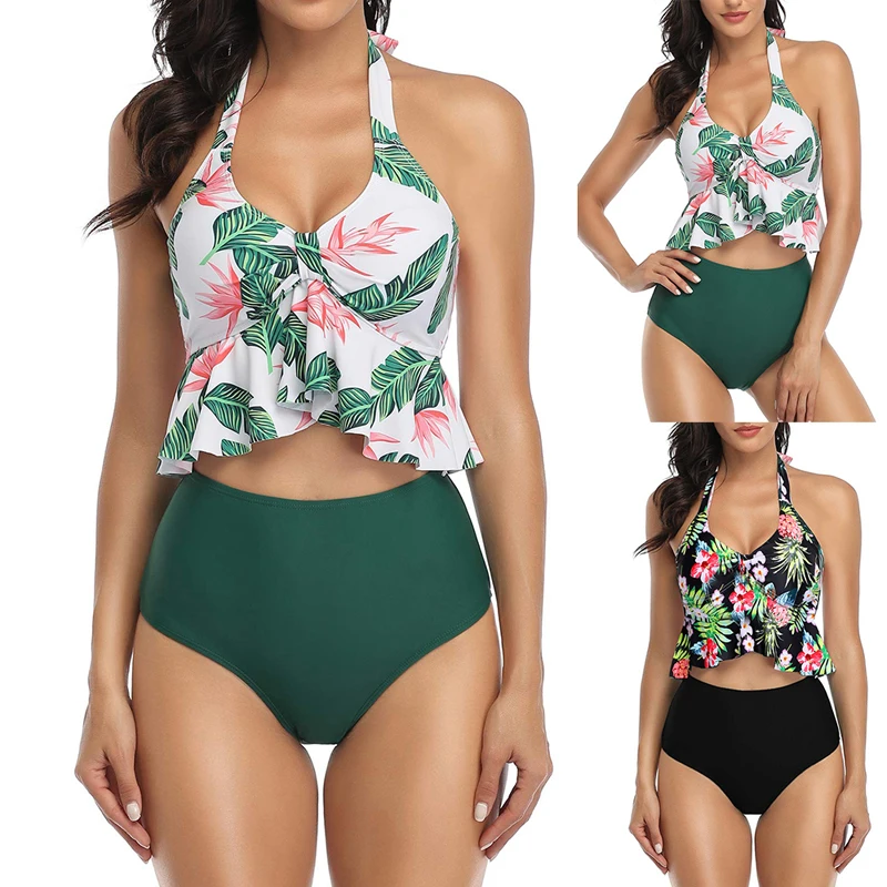 Купальный костюм с высокой талией кружевные трусики комплекты бикини 2020