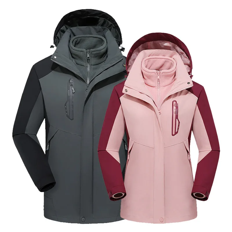 

Hiking jacket men women fleece Liner two-piece suit Outdoor large size windbreaker mountaineering Trekking coat thermal skiwear