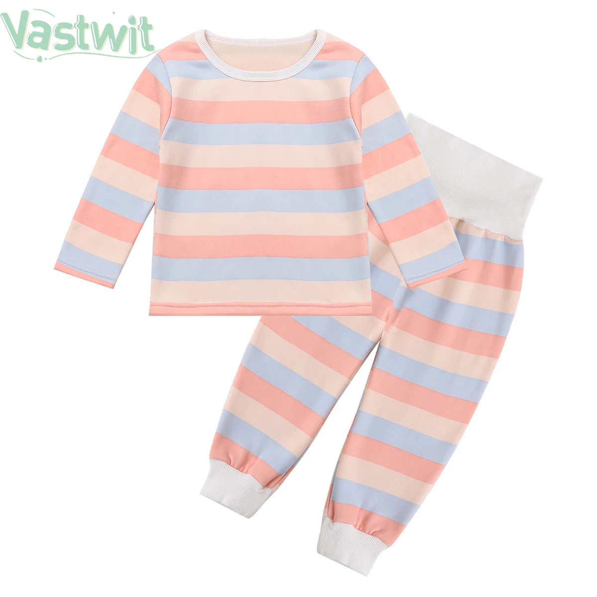 

Autumn Winter Plus Velvet Children's Clothing Sets for Boys Girls 1-6Y Cotton Thicken Striped Baby Boy Keep Warm Pajamas Suit