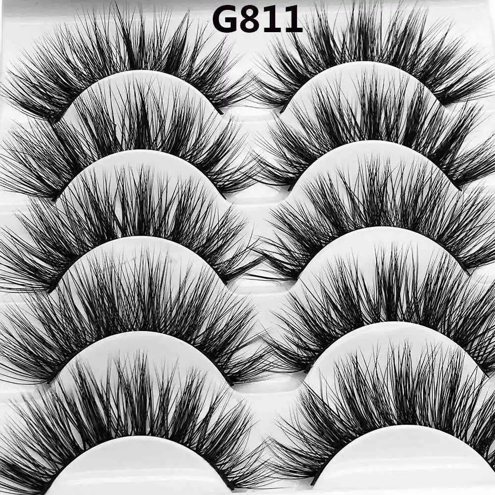 G811 Eyelash variety selection 5 pairs of 3D mink hair false eyelashes thick small beam eyelashes natural cross - Цвет: G811