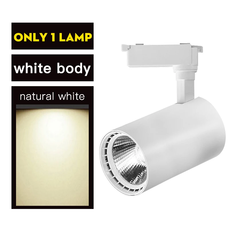 natural white 1 lamp Трековый светильник 12 Вт 20 Вт 30 Вт 40 Вт COB светодиодный Трековый светильник s светильник Точечный потолочный светильник 220 В Точечный светильник рельсовый светильник для магазина кухонной комнаты - Испускаемый цвет: natural white 1 lamp