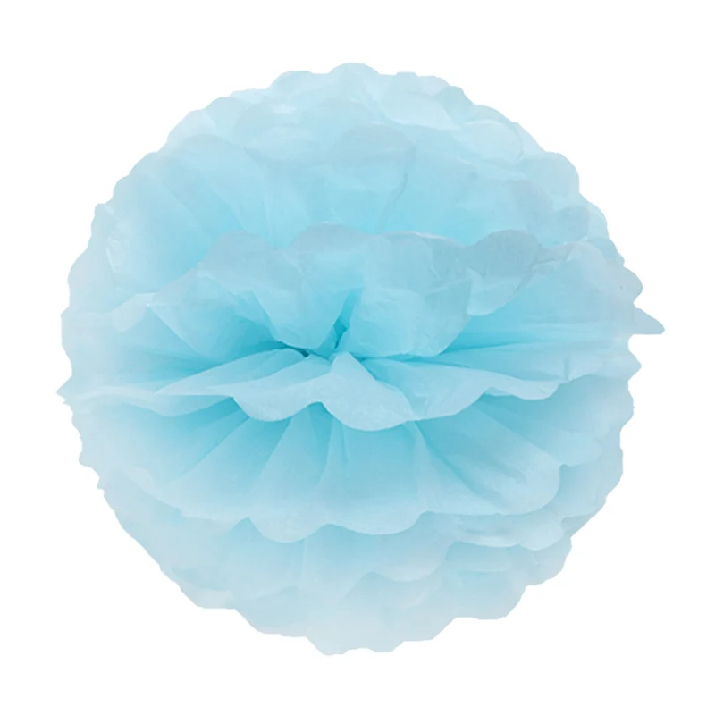 Light Blue Свадебные украшения, 5 шт., помпоны, 20 см., тканевая бумага, искусственные цветы, шар для детского душа, 1 день рождения, украшения, принадлежности - Цвет: Light Blue