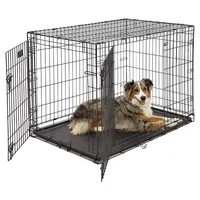 Homes Cage For Pets Dog Single Door&Double Door Folding Metal 42L x 30W x 28H Inches Dog Crates Includes Leak-Proof Plastic Tray