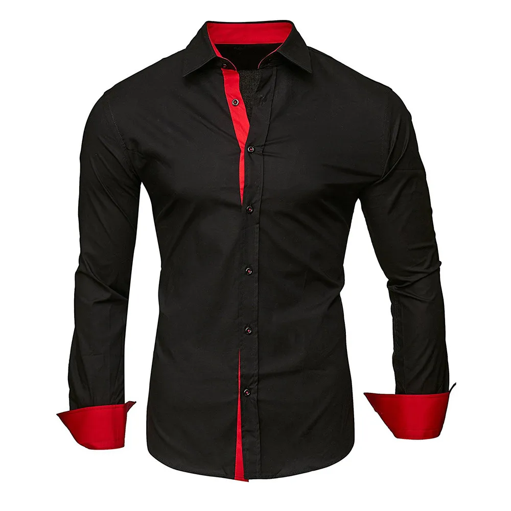 Мужская Повседневная Формальная рубашка однотонная приталенная Классическая с