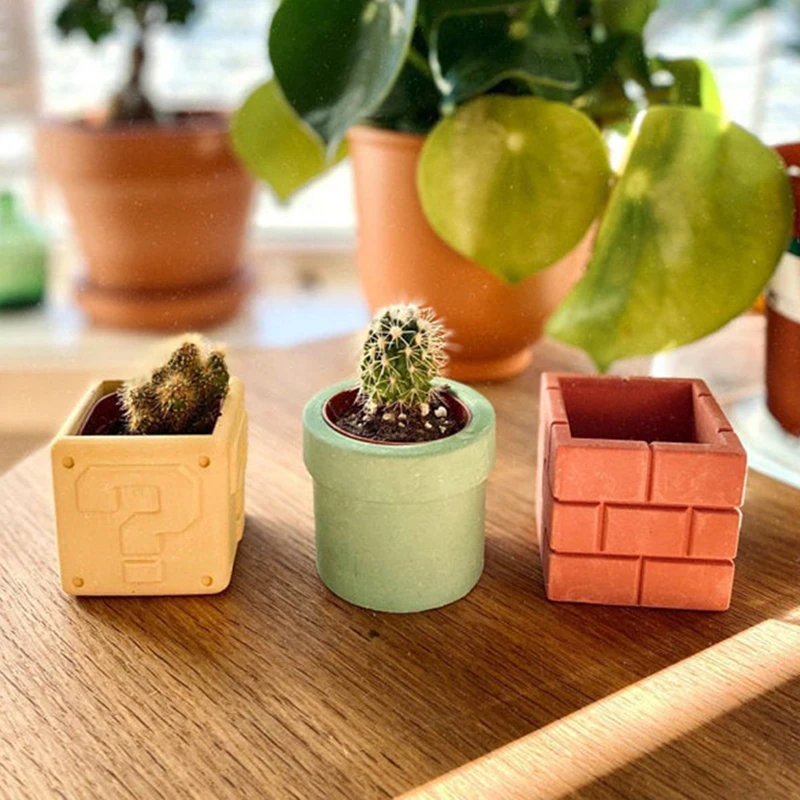 

Cement flowerpot mold square round combination flowerpot silicone mold concrete succulent plant basin Mold Creative grid design