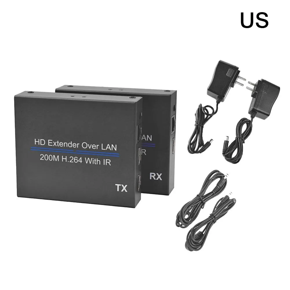 

200M HD Extender Over UTP CAT5e/6 Rj45 LAN Network Support 1080p with IR Extension HDMI-Compatible Splitter Transmitter Receiver