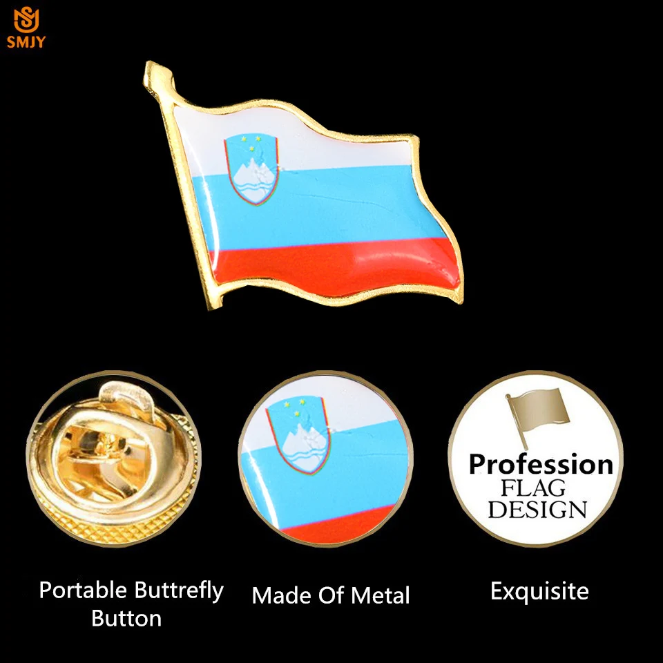 Словенский Национальный яркий язычок металлическая позолоченная эмблема