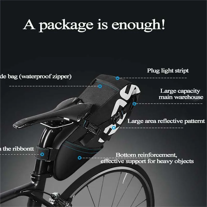 Roswheel велосипед мешок 8l/10l большая емкость водонепроницаемая сзади mtb седло