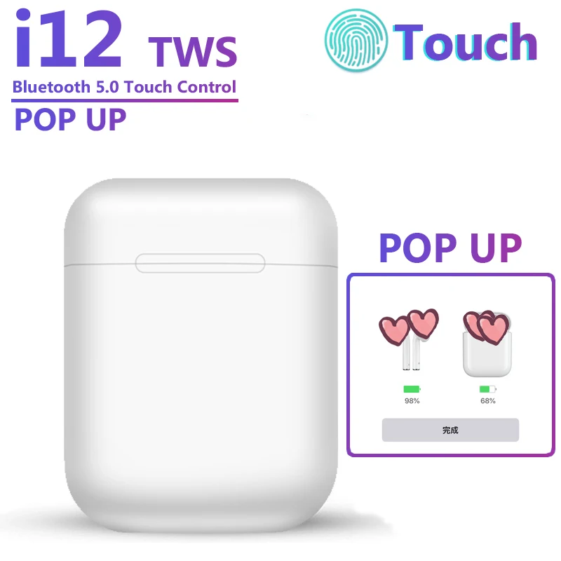 i12 TWS сенсорный ключ мини беспроводные наушники Bluetooth 5,0 гарнитура для Android xiaomi Iphone PK i20 i30 i60 i80 tws