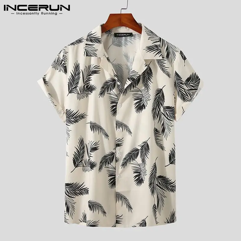 

2021 летние мужские гавайская рубашка с принтом футболка с короткими рукавами на каждый день мужская одежда в уличном Кнопка отпуск Camisas INCERUN ...
