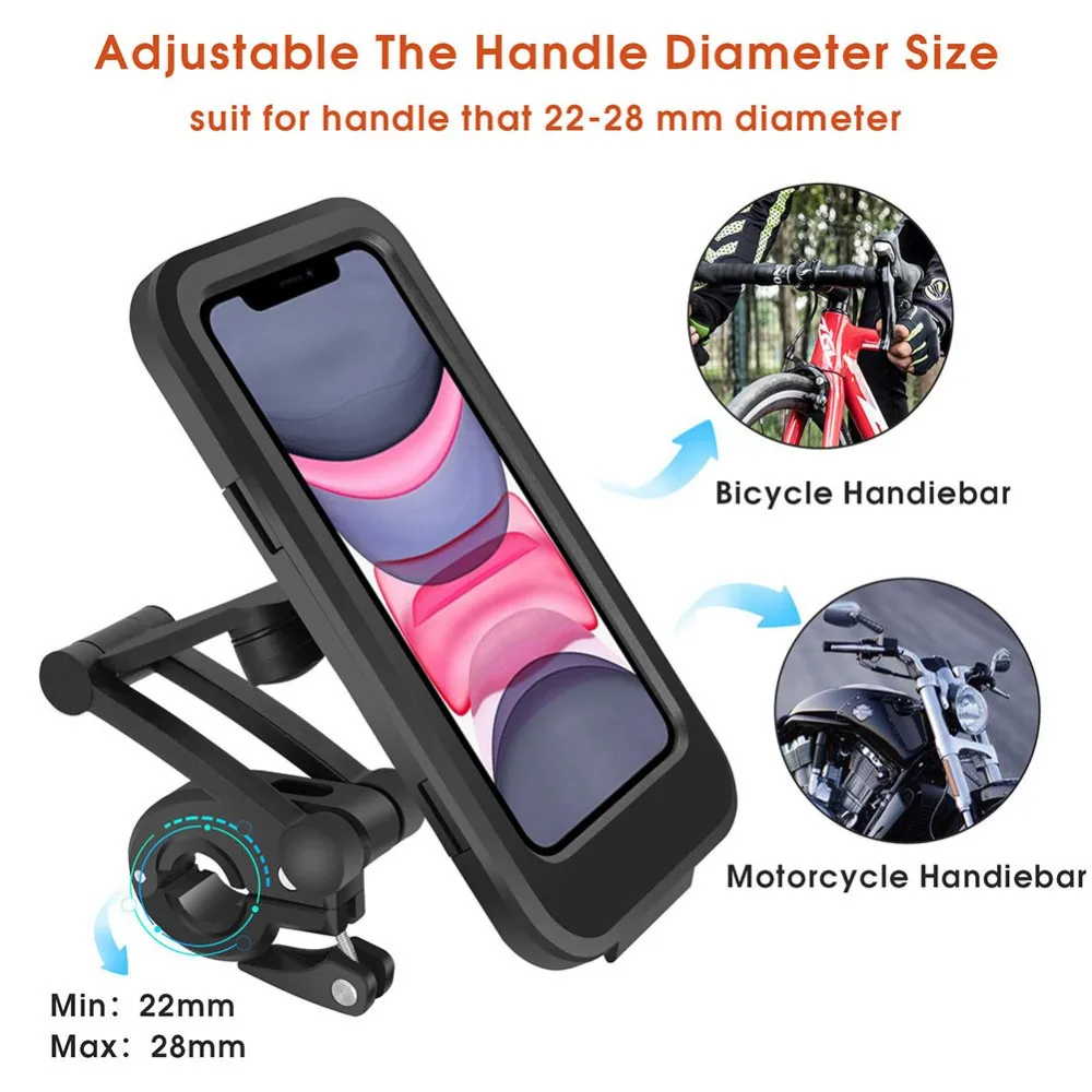 

Bicycle Adjustable all-inclusive Mobile phone Holder Waterproof mobile phone bag Invisible headphone jack Can rotate 360