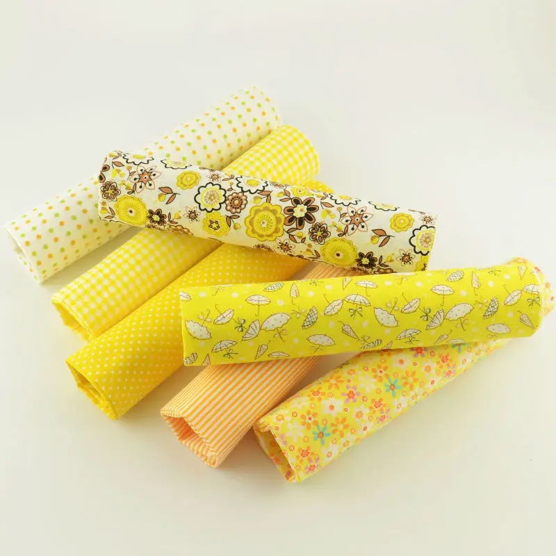 Booksew Telas пэчворк Algodon 7 шт простая хлопковая ткань Tissu Fat Quarters пачка желтого цвета