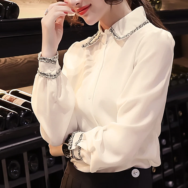Модная женская рубашка с длинным рукавом для офиса женские тонкие элегантные