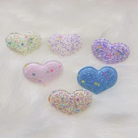 30pcslot 4 33 5cm glitter shiny heart padded appliques for diy handmade children hair clip accessories patches