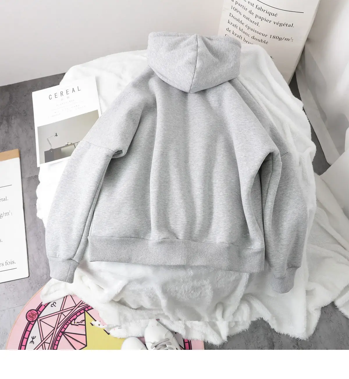

Lazy Plush and Thick Zip-up Autumn And Winter Fashion Women Sweatshirt hoodie coat Korean Soild Color Long Sleeve Female