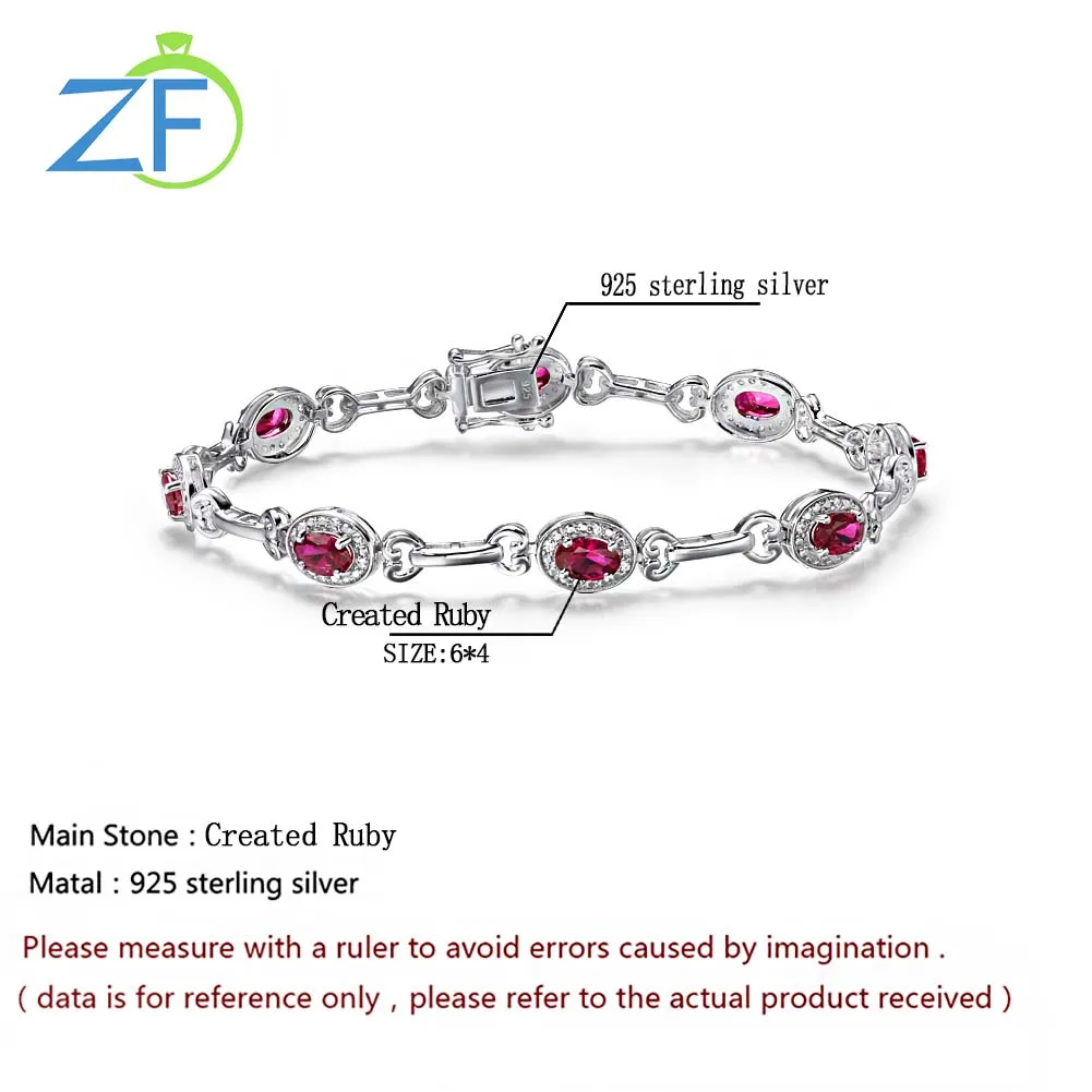

GZ ZONGFA Hot Selling Red Gemstone 925 Sterling Silver Dainty Jewelry Charm Engagement Women Bracelet