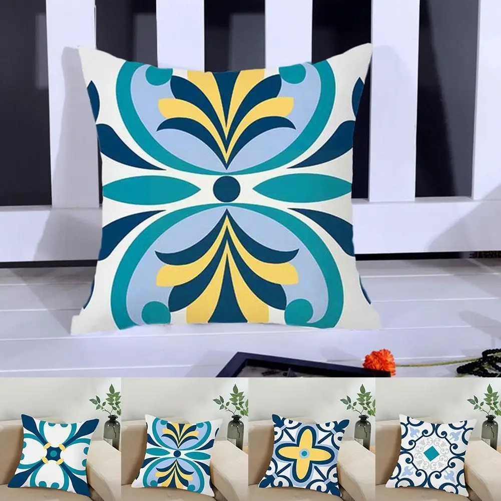 

Ethnic Geometric Floral Pattern Cushion Nordic Simple Bohemian Blue Sofa Pillows Throw Couch Fashion Pillow Decorative T7j4