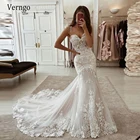 Свадебное платье-Русалка Verngo на заказ, Кружевное облегающее платье с аппликацией в виде сердечка, Элегантное свадебное платье для вечеринок