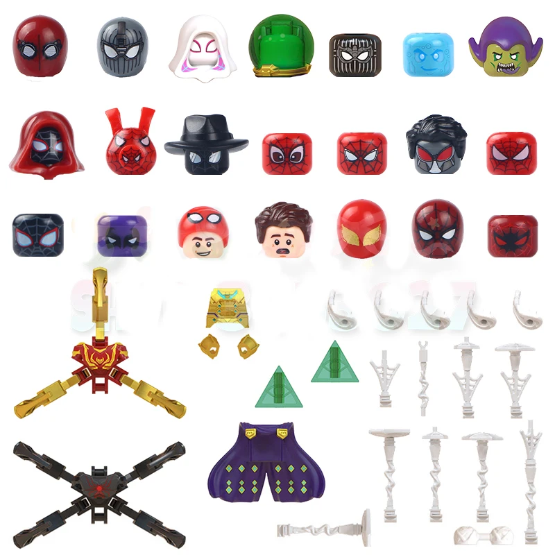 

Figure Head Spider MJ Miles Mysterio Nick Furry Prowler Far From Home Heroes Building Blocks Movie Series Bricks Toys For Kids