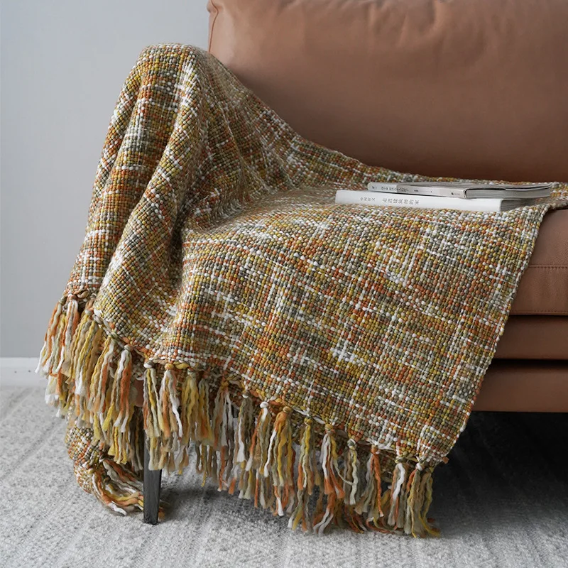 Новое трикотажное одеяло с нитями на диване плед для путешествий ТВ