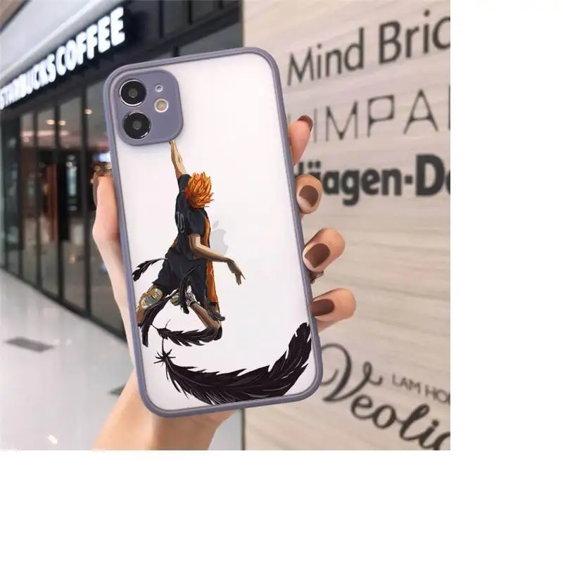 

Haikyuu Hinata attacks Anime Phone Cases Matte transparent For Gray iPhone 12 Mini 11 Pro XR XS Max 7 8 Plus X Back Cover