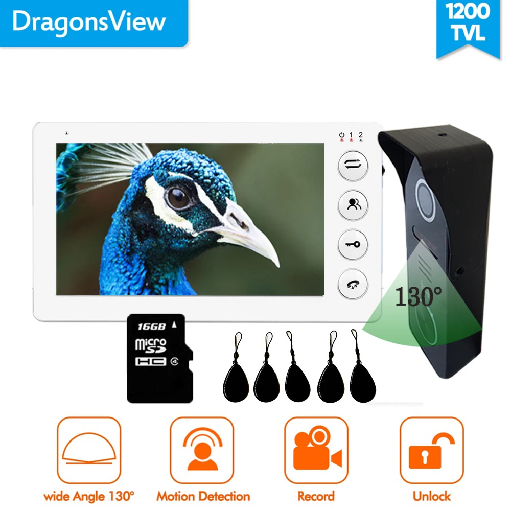 Видеодомофон Dragonsview с экраном 7 дюймов дверной звонок камера система видео