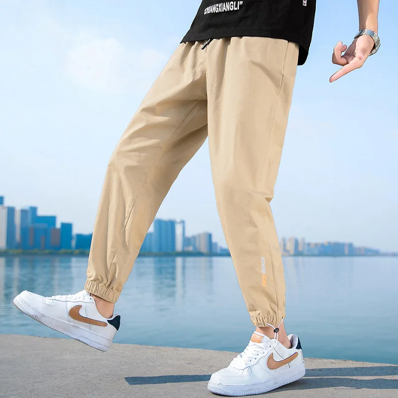 

2021 spring new trousers with feet, men's casual pants, loose sports pants, men's overalls, men's casual pants