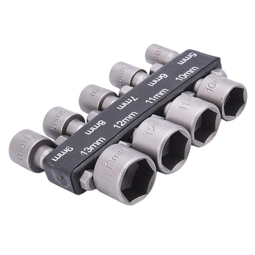 

9Pcs 1/4" Hex Shank Power Nut Driver Drill Bit Socket Wrench Screw 5-13mm Nut Driver Set Socket Adapter
