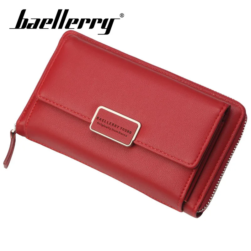 Бумажник Baellerry с серебристым ремнем для женщин модный однотонный Длинный кошелек