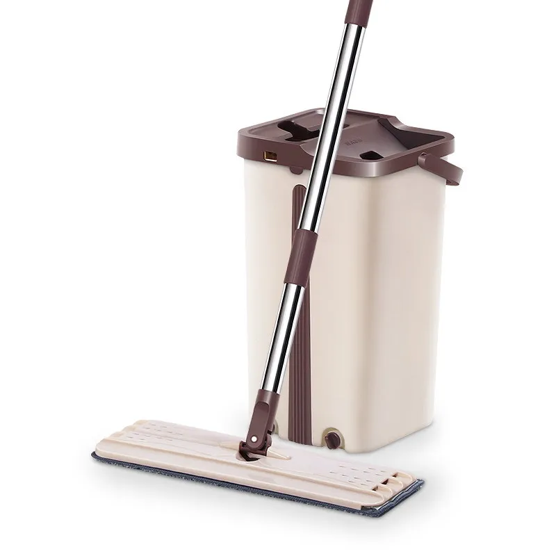 

Flat microfiber floor Mop Bucket Hand Free Stainless Steel Mop bucket Self-Wet&Clean tool Dry home Cleaning Microfiber floor Mop