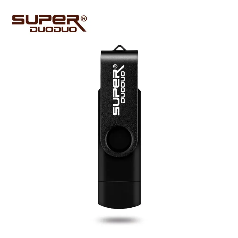 Black Цветной флеш-накопитель OTG 64 Гб 128 Гб карта памяти Отличное качество USB флеш-накопитель 16 ГБ 32 ГБ флеш-накопитель usb2.0 2 в 1 cle usb - Цвет: Black