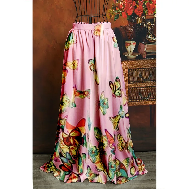Женская длинная юбка с цветочным рисунком винтажная трапециевидная высокой