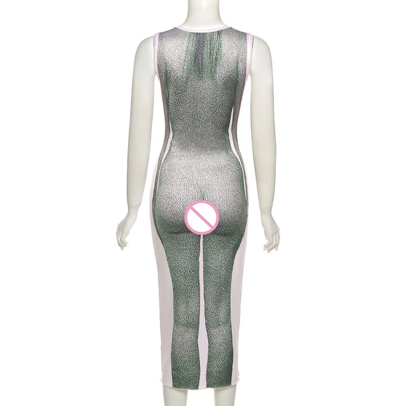 Платье макси Adogirl с 3D принтом тела для женщин сексуальное облегающее платье без