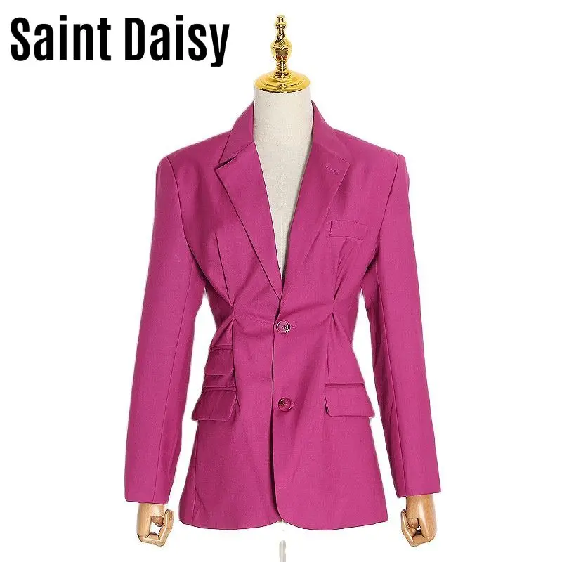 

Женский блейзер с V-образным вырезом и карманами, на пуговицах