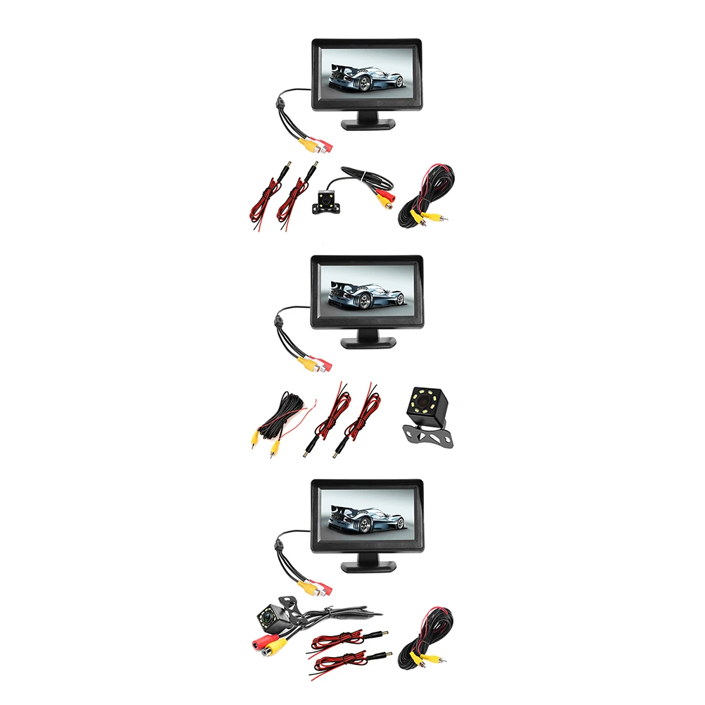 

4.3in Universal Car Reversing Monitor HD LCD Display Camera Kit Back Up 170 Degrees Car Rear View Camera