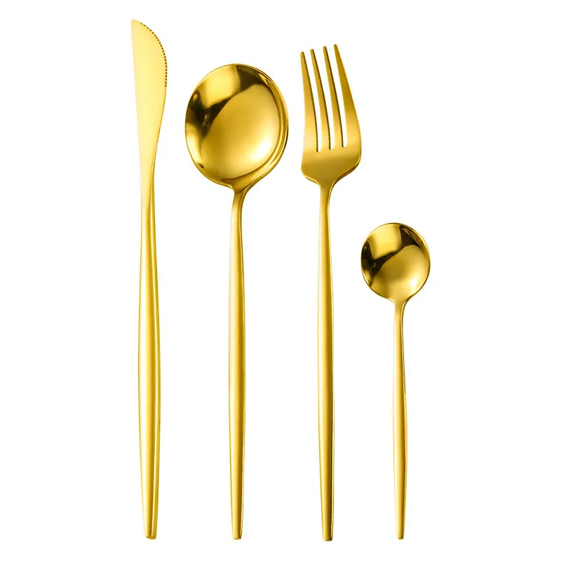 

POPOYA 24 PCS Stainless steel cutlery set Multicolor with stainless steel tableware Tableware gift Golden cutlery