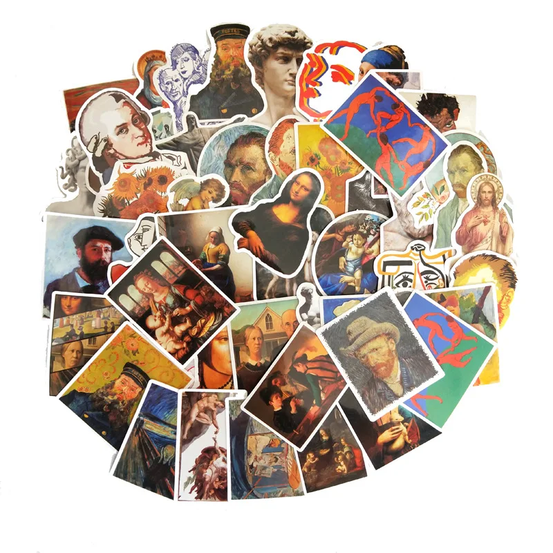 50 шт. известная картина наклейки Ван Гог с рисунком в виде картины маслом Мона
