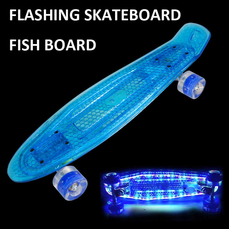 Mini Cruiser Fish Board Flashing Wheel Children Penny Retro 