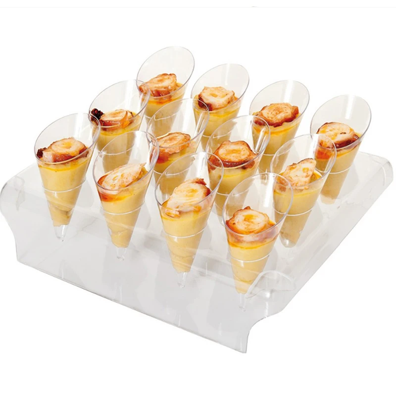 Free Shipping Home Party Event Wedding Supplies, Recyclable Reusable Dessert Buffet Displays+12 Mini Cones(45ml)+12 Mini Spoons